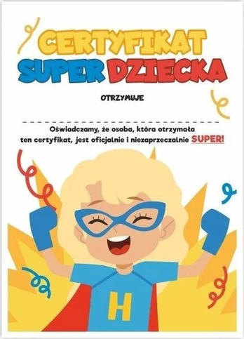 A4 formato "Super vaikas" sertifikatas - Mezgimas 10vnt - LearnHow