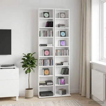 CD spinta 2 vnt. Balta 33 x 23,5 x 175 cm Apdirbta mediena