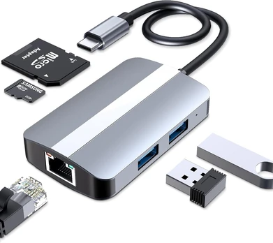SZPACMATE 5 viename kelių prievadų USB C adapteris
