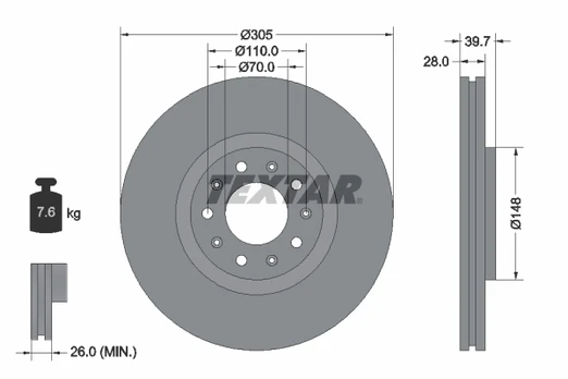 TEXTAR 92220803 Brake Disc