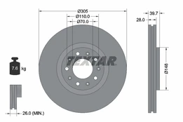 TEXTAR 92220803 Brake Disc kaina