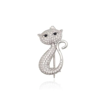Diamond Sky Jewelry Sidabrinė sagė su cirkoniais „Midnight Feline“