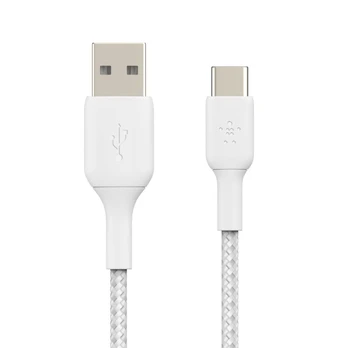 BELKIN BOOST CHARGE USB-A Į USB-C CABLE_BRAIDED, 2M, Baltas