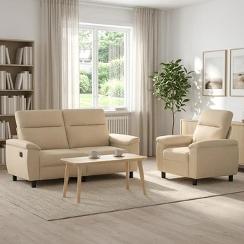 Sofa Sofos komplektas 2 vnt. Kreminė Audinys