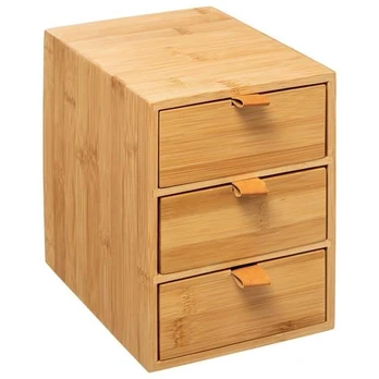 Bamboo Bambuko laikiklis kosmetikai, 3 stalčiai