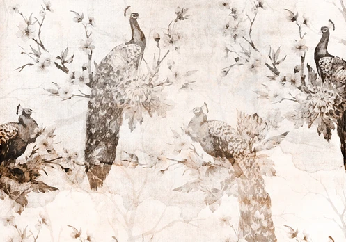 Fototapetas Artgeist Peacocks In Delicate Beige, 100 cm x 70 cm