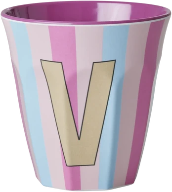 Rice - Melamine Cup with the Letter V - Rožinė - Medium