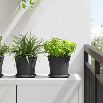 Augalų vazonai 24 pcs Juoda Ø 17 x 14 cm Plastmasė