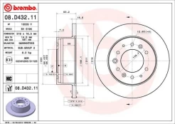 Stabdžių diskas BREMBO 08.D432.11 kaina