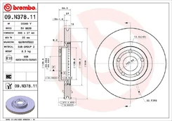 Stabdžių diskas BREMBO 09.N378.11 kaina