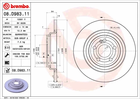 BREMBO 08.D983.11 Brake Disc