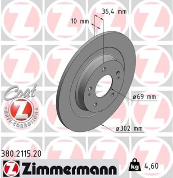 Stabdžių diskas ZIMMERMANN 380.2115.20