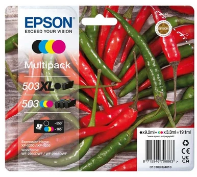 Epson 503 XL, High (XL) Yield, 9.2 ml, 3.3 ml, 4 pc(s), Multi pack