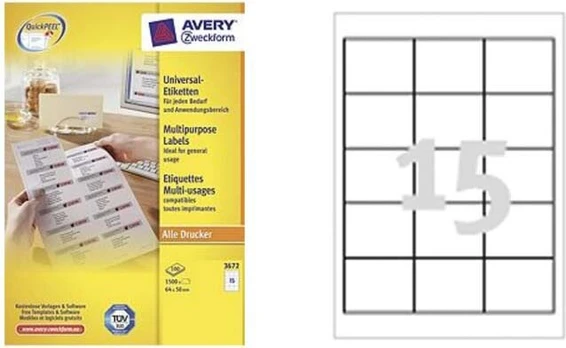 Avery Zweckform Ultragrip etiketės 64x50mm baltos, 1500 vnt.