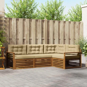 Sofos komplektas su pagalve 4 pcs Natūralus ir bežinis