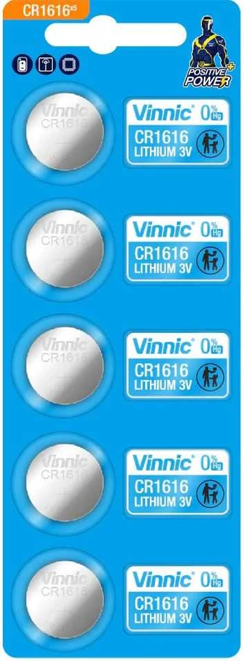 Vinnic CR1616 3V 50mAh elementas, 5 vnt.