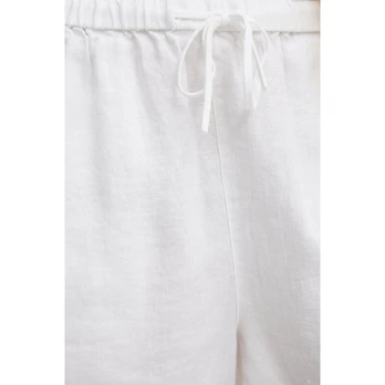 Šortai moterims, Balta, Pull on casual linen short