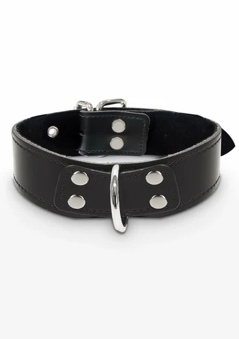 TABOOM Elegant D-Ring Collar Vegan Leather Adjustable Black