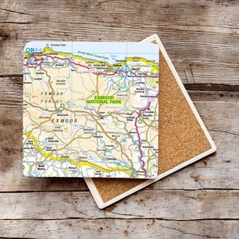 OS Map Ceramic Single Coaster - Exmoor National Park