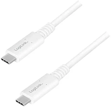 USB kabelis LogiLink USB-C - USB-C 1 m Balta (CU0180)