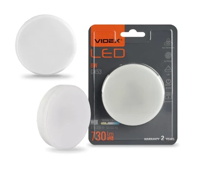 LED lemputė Videx, GX53, 8W, 730Lm, 3000K, 3 vnt.