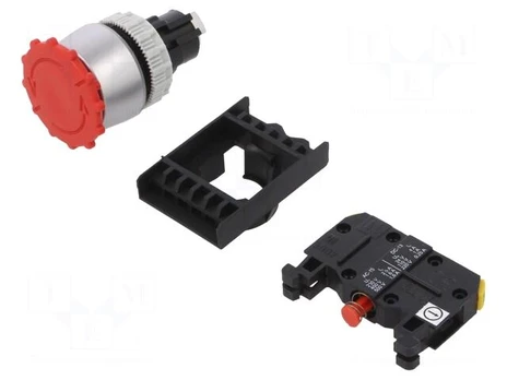 Switch: emergency stop | Stabl.pos: 2 | NC | 22mm | red | IP65 | Pos: 2