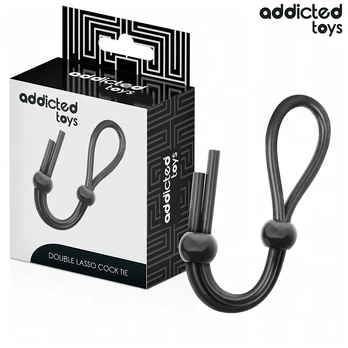 Addicted Toys Silicone Double Loop Adjustable Anatomic Ring 19.5cm Black