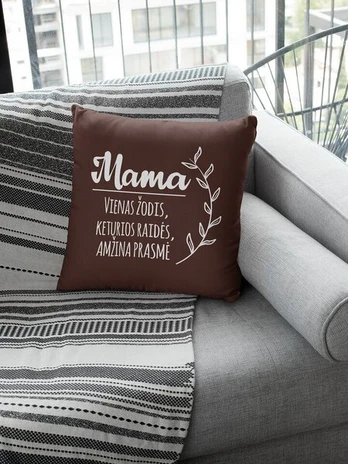 Dekoratyvinė pagalvė „Mama“, ruda
