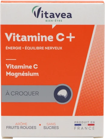 VITAVEA Vitaminai C, B6 ir magnis, 28 kramtomos tabletės