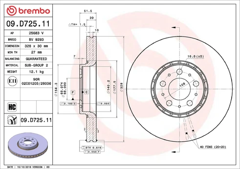 BREMBO 09.D725.11 Brake Disc