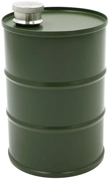 Žalia statinės formos metalinė gertuvė, 600 ml