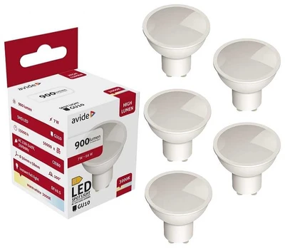 Avide LED lemputė 7W GU10 3000K 900lm 5vnt