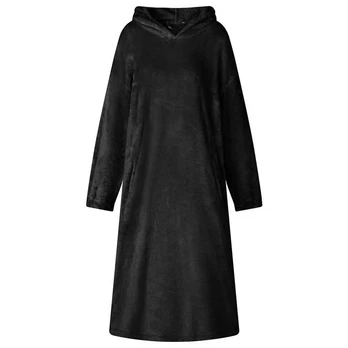Antklodė-džemperis su gobtuvu Juoda s Flanelė
