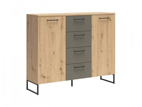 Komoda Auheim 135, 135x38x111 cm, ruda/pilka