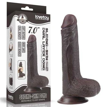 LOVETOY 7'' Sliding-Skin Dildo Coffee