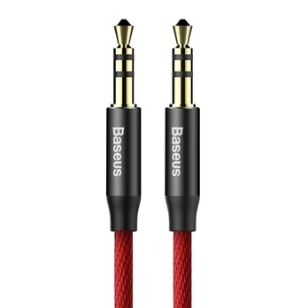 Baseus Yiven M30 Audio Cable 1m, 2x 3.5mm Mini Jack, Red / Black - garso kabelis