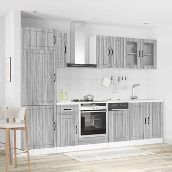 Virtuvinių spintelių komplektas, 8 dalių, Kalmar, pilka
