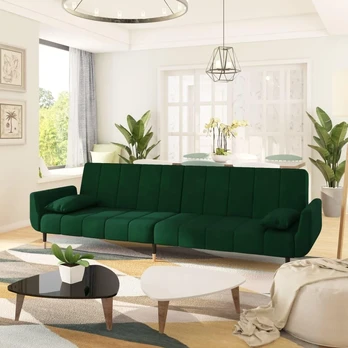 Dvivietė vidaXL sofa-lova, žalia