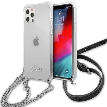 Telefono dėklas Guess, Apple iPhone 12 Pro Max, skaidri/sidabro