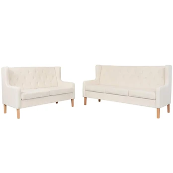 Sofa Sofos komplektas, 2vnt., audinys, kreminė pilka