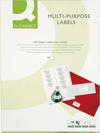 Q-Connect Labels universalus Q-CONNECT, 70x30mm, stačiakampis, balta 100 lapų