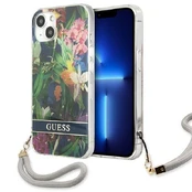Dėklas Guess GUHCP13SHFLSB iPhone 13 mini Flower Strap kaina