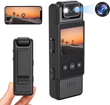 Mini kūno kamera WiFi, 180° lens, 1.3" ekranas, loop recording, 1 vnt