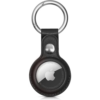 Hurtel Apple AirTag PU Odinis dėklas - Juodas