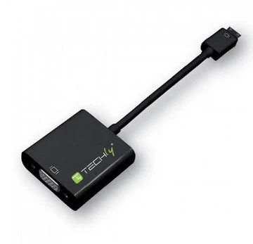 Techly IDATA HDMI-VGA4 kabelių sąsaja / invertavimo adapteris HDMI C VGA Juoda