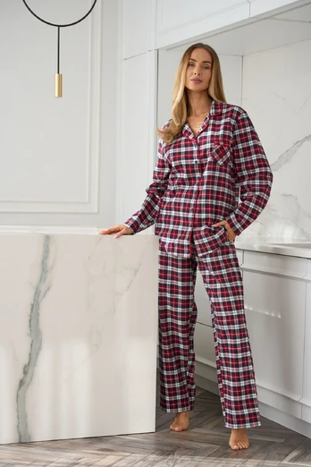 Moteriška pižama „Roxy“ raudonos spalvos su šventiniu motyvu (modelis 2475)