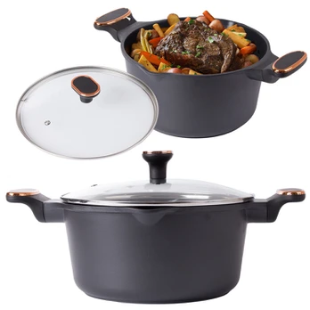 Kingstyle Deep pot with lid induction gas non stick coating 5l
