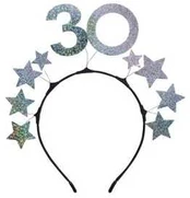 Party Deco Hårbøjle med stjerner 30 år