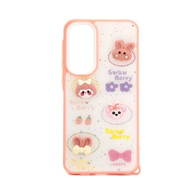 Dėklas iLike Samsung Galaxy A55 EPOXY CARTOON COVER Baltas Rožinė