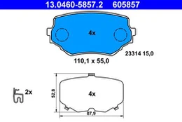 ATE 13.0460-5857.2 Brake pad set